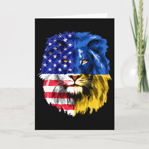 Ukrainisch Amerikanische Flagge Ukraine Löwengesic Karte