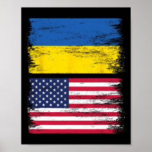 Ukrainisch Amerikanische Flagge Ukraine USA Amerik Poster