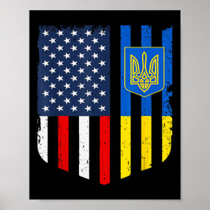 Ukrainisch Amerikanische Flagge Ukraine USA Amerik Poster
