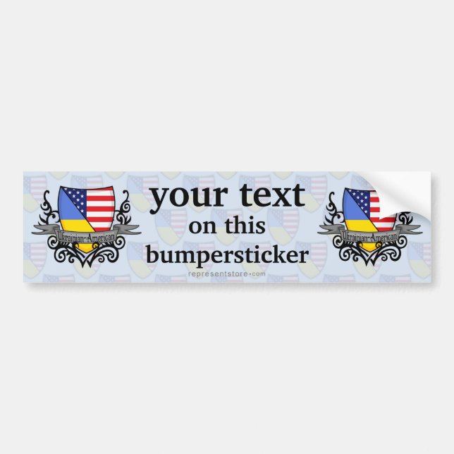 Ukrainisch-Amerikanische Schild-Flagge Autoaufkleber (Vorne)