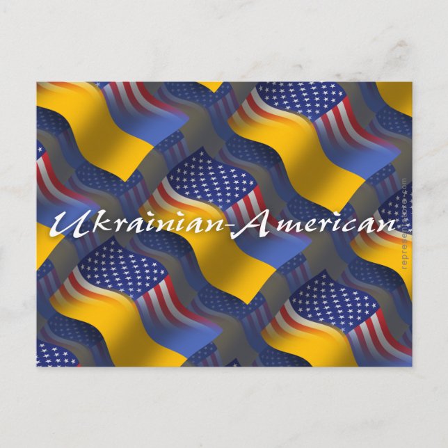 ukrainisch-amerikanische Wave-Fahne Postkarte (Vorderseite)