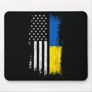 Ukrainisch Amerikanisches Flagge T-Shirt - Stolz U Mousepad