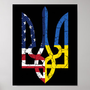Ukrainisch-Amerikanisches Flaggen-Symbol Liebe Unt Poster