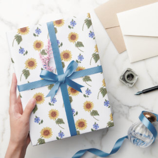 Ukrainisch blaues/gelbes Blumenmuster. Ukraine Geschenkpapier