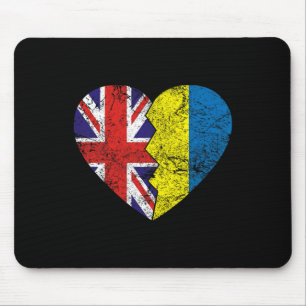 Ukrainisch Britische Flaggen Herz Vereinigtes Köni Mousepad