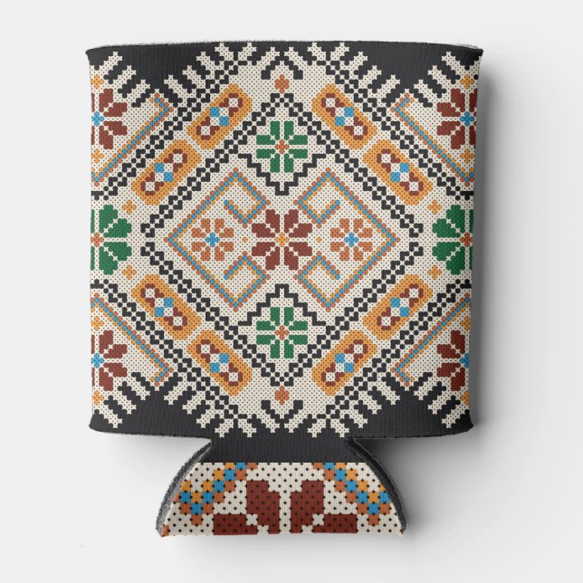 Ukrainisch Cross-Stitch: Ethnisch handgefertigte M Dosenkühler (Vorderseite)