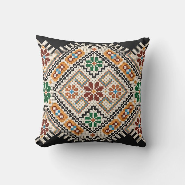 Ukrainisch Cross-Stitch: Ethnisch handgefertigte M Kissen (Vorderseite)