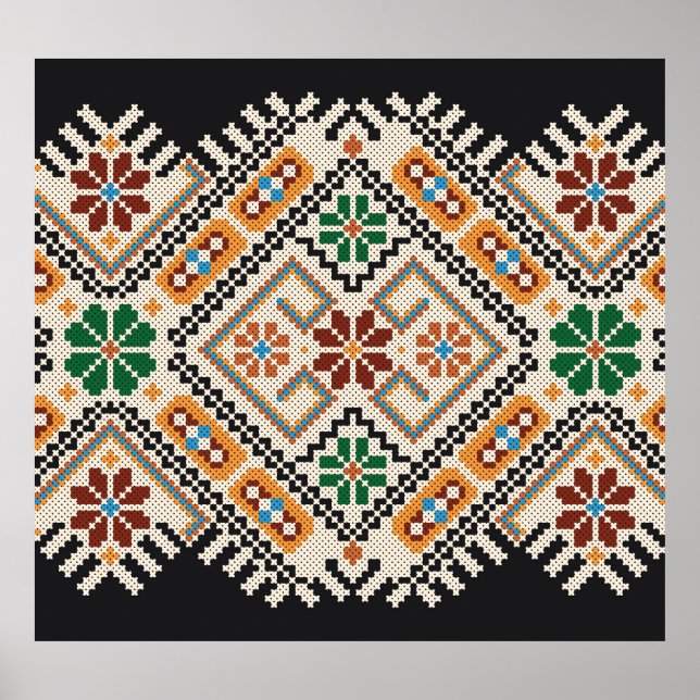 Ukrainisch Cross-Stitch: Ethnisch handgefertigte M Poster (Vorne)