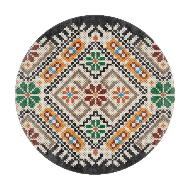 Ukrainisch Cross-Stitch: Ethnisch handgefertigte M Schneidebrett (Vorderseite)