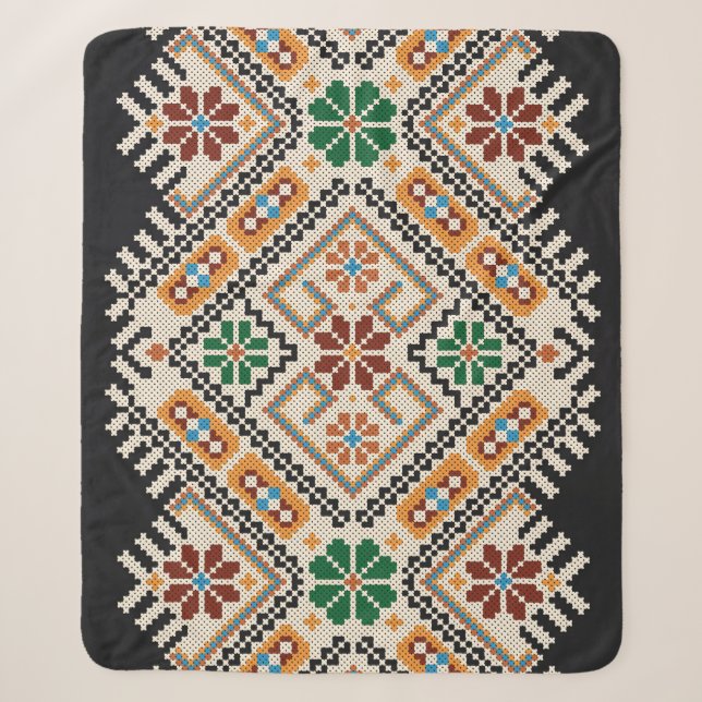 Ukrainisch Cross-Stitch: Ethnisch handgefertigte M Sherpadecke (Vorderseite)