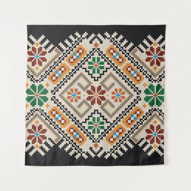 Ukrainisch Cross-Stitch: Ethnisch handgefertigte M Wandteppich (Vorderseite)