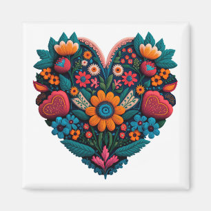 Ukrainisch Inspiriert Herz der Blume auf Weiß Magnet