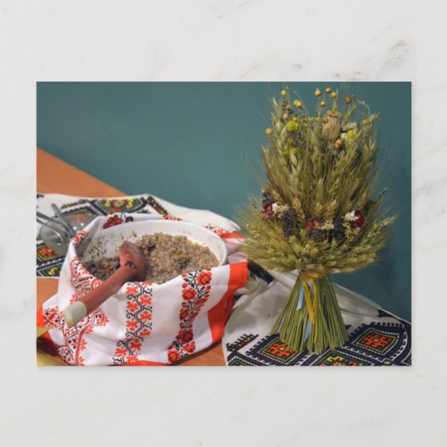 Ukrainisch Kutya und Didukh Postkarte (Vorderseite)