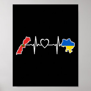 Ukrainisch-marokkanische Flagge - Ukraine Marokko Poster