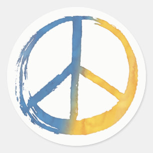 Ukrainisch - PEACE Symbol Blauer Gelber Ukraine Kr Runder Aufkleber