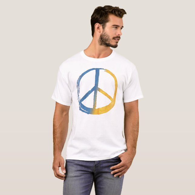 Ukrainisch - PEACE Symbol Blauer Gelber Ukraine Kr T-Shirt (Vorne ganz)