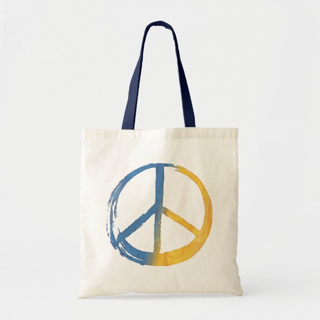 Ukrainisch - PEACE Symbol Blauer Gelber Ukraine Kr Tragetasche (Vorne)