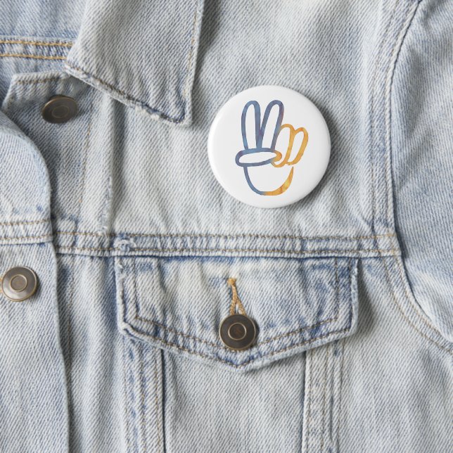 Ukrainisch - PEACE Symbol V-Zeichen Ukraine Anti-K Button (Beispiel)