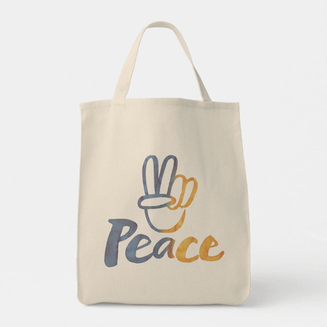Ukrainisch - PEACE Symbol V-Zeichen Ukraine Anti-K Tragetasche (Rückseite)