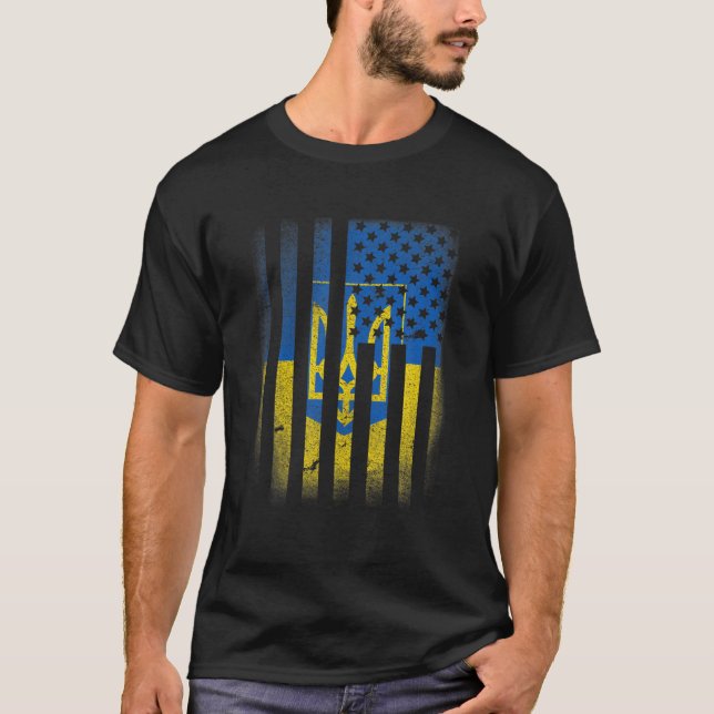 Ukrainische amerikanische Flagge Ukraine USA Ameri T-Shirt (Vorderseite)