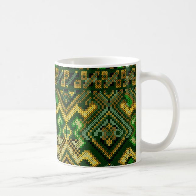 Ukrainische Art-Kreuz-Stich-Muster-Tasse Kaffeetasse (Rechts)