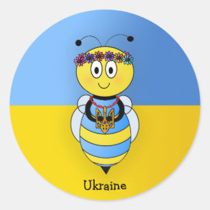 Ukrainische Bienen-Reihe Runder Aufkleber
