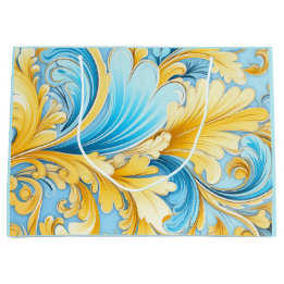 Ukrainische blau-gelbe Kunstmotive Große Geschenktüte