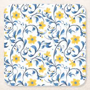 Ukrainische Blumenmotive der Volkskunst Rechteckiger Pappuntersetzer