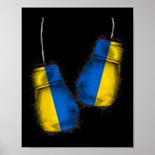 Ukrainische Boxfans Geschenke Flagge Kampf Handsch Poster