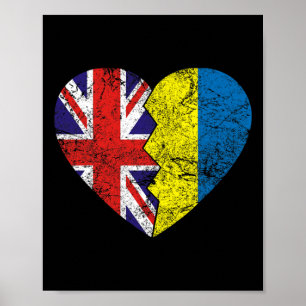 Ukrainische britische Flaggen Herz Vereinigtes Kön Poster