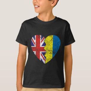 Ukrainische britische Flaggen Herz Vereinigtes Kön T-Shirt