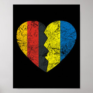 Ukrainische Deutsche Flagge Herz Deutschland Ukrai Poster