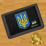 Ukrainische Flagge, Emblem, ukrainische Mode Trifold Geldbörse<br><div class="desc">Wallets: Ukrainische Wappen & patriotische ukrainische Fahne Mode - Liebe mein Land,  Reisen,  Urlaubsgeschenke,  Nationalpatrioten / Sportfans</div>