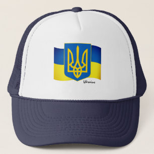 Ukrainische Flagge, Emblem und ukrainische Mode /s Truckerkappe