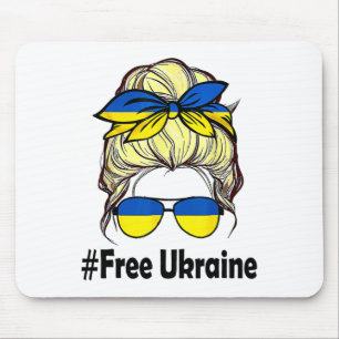 Ukrainische Flagge Frauen Unordentlicher Dutt Frei Mousepad