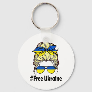 Ukrainische Flagge Frauen Unordentlicher Dutt Frei Schlüsselanhänger