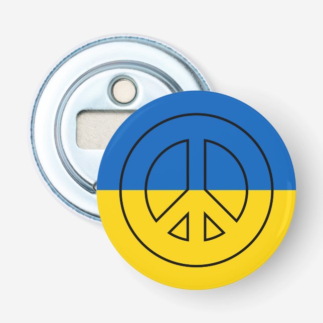 Ukrainische Flagge Friedenszeichen Flaschenöffner (Vorderseite)