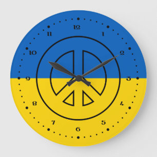 Ukrainische Flagge Friedenszeichen Große Wanduhr