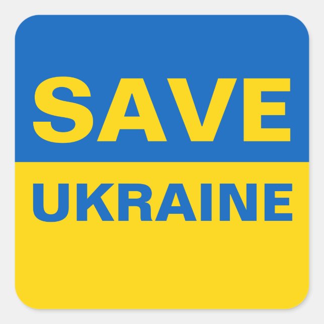 ukrainische Flagge gerettet Quadratischer Aufkleber (Vorderseite)