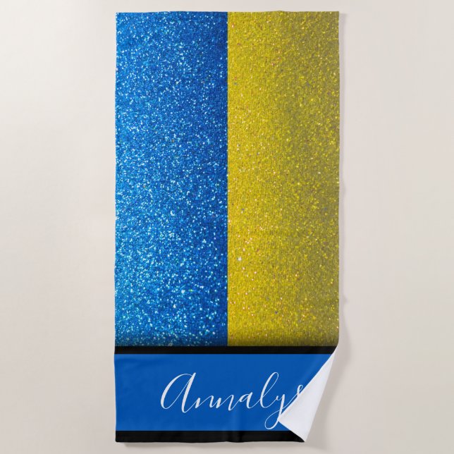Ukrainische Flagge Glitzer Sommer Party der Ukrain Strandtuch (Vorderseite)