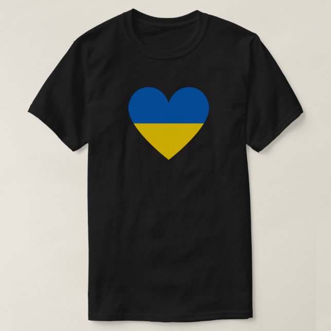 Ukrainische Flagge Herzsolidarität T - Shirt (Design vorne)