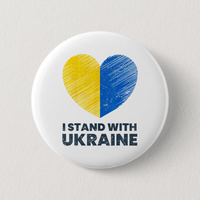 Ukrainische Flagge - Ich stehe mit der Ukraine Fla Button (Vorderseite)