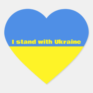ukrainische Flagge, ich stehe mit der Ukraine, Herz-Aufkleber