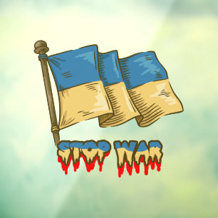Ukrainische Flagge: Krieg beenden  Fensteraufkleber