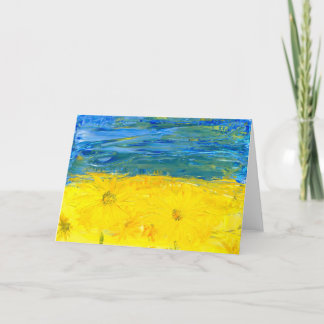 Ukrainische Flagge mit Sonnenblumen Blankokarte