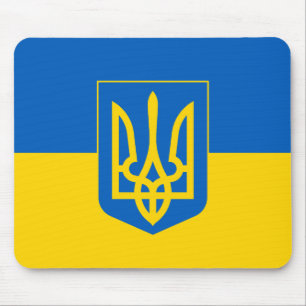 Ukrainische Flagge mit Wappen Mousepad