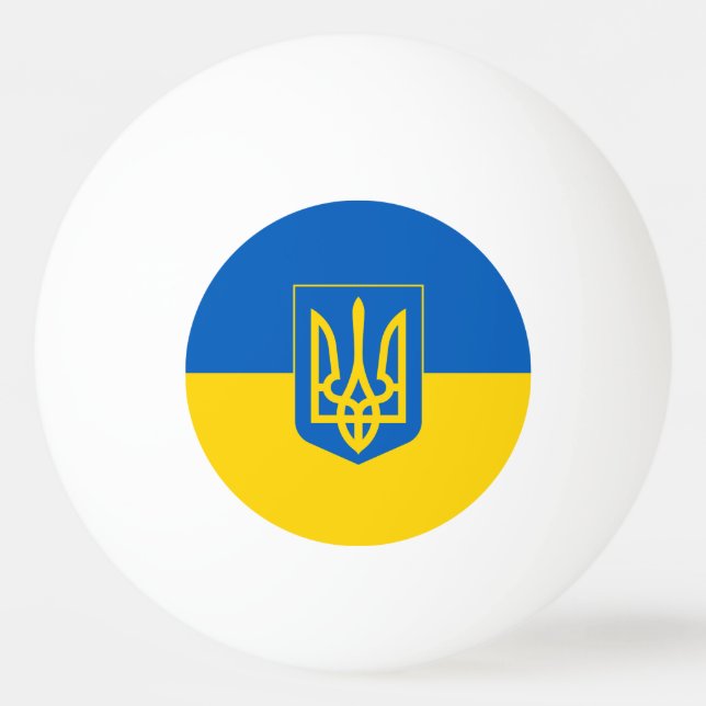 Ukrainische Flagge mit Wappen Tischtennisball (Vorderseite)