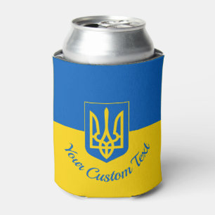 Ukrainische Flagge mit Wappen und benutzerdefinier Dosenkühler