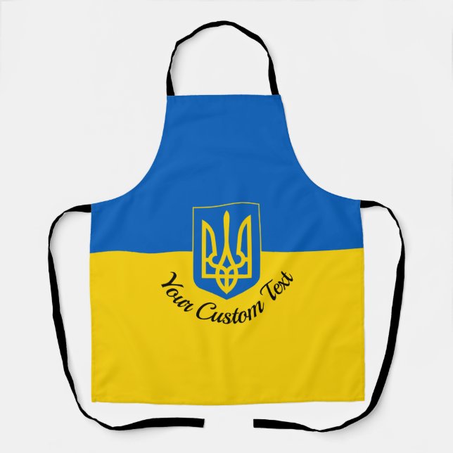 Ukrainische Flagge mit Wappen und benutzerdefinier Schürze (Vorderseite)