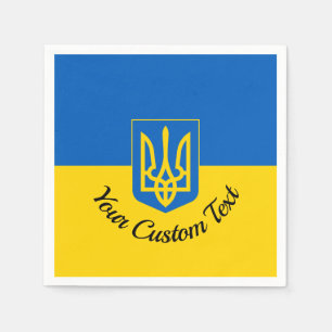 Ukrainische Flagge mit Wappen und benutzerdefinier Serviette
